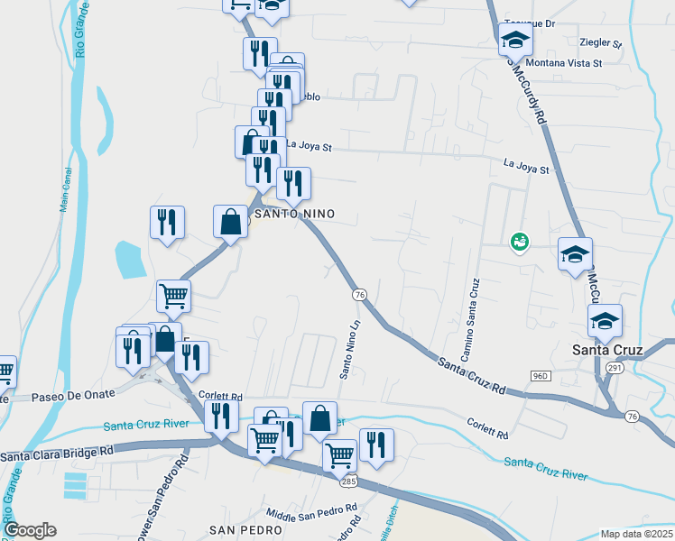 map of restaurants, bars, coffee shops, grocery stores, and more near 32 Private Drive 1156 in Española