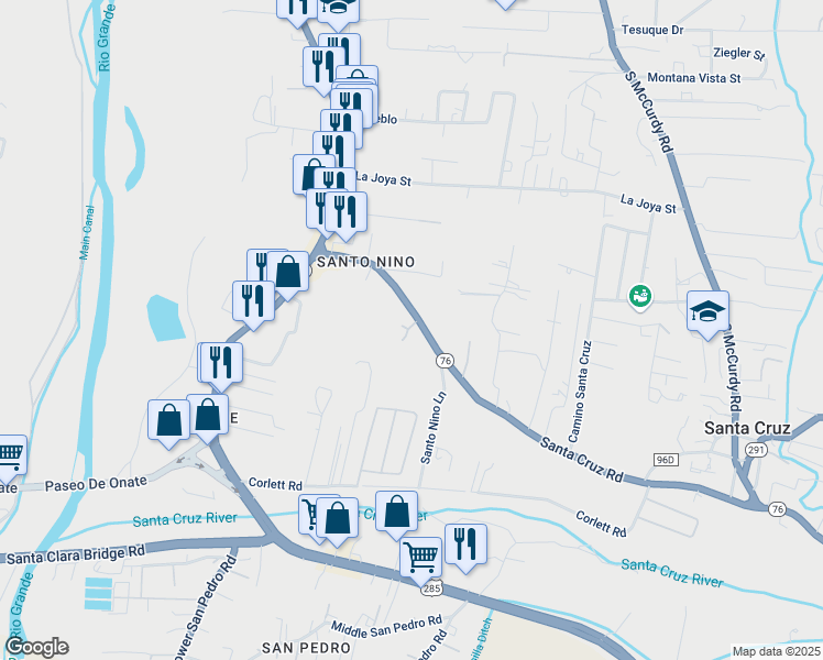 map of restaurants, bars, coffee shops, grocery stores, and more near 32 Private Drive 1156 in Española