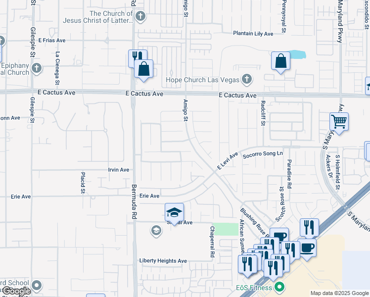 map of restaurants, bars, coffee shops, grocery stores, and more near 598 Fiddlehead Avenue in Las Vegas