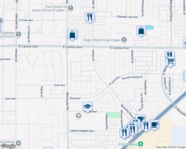 map of restaurants, bars, coffee shops, grocery stores, and more near 598 Fiddlehead Avenue in Las Vegas