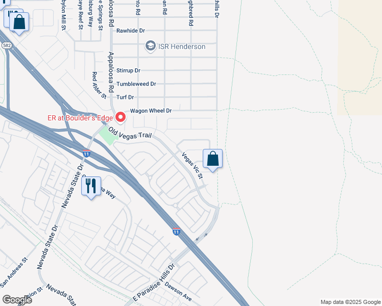map of restaurants, bars, coffee shops, grocery stores, and more near 1615 Hacienda Horse Court in Henderson