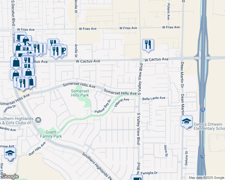 map of restaurants, bars, coffee shops, grocery stores, and more near 4065 Genoa Drive in Las Vegas