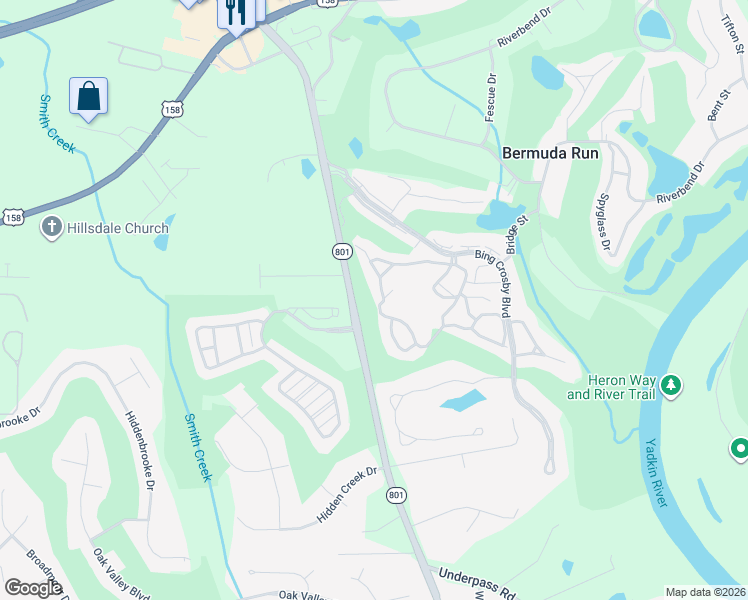 map of restaurants, bars, coffee shops, grocery stores, and more near 5414-5400,5409-5401 Gilbert Drive in Bermuda Run