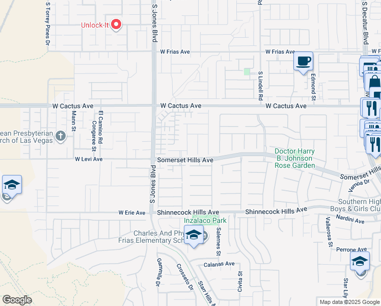 map of restaurants, bars, coffee shops, grocery stores, and more near 10688 Bonnyhill Street in Las Vegas