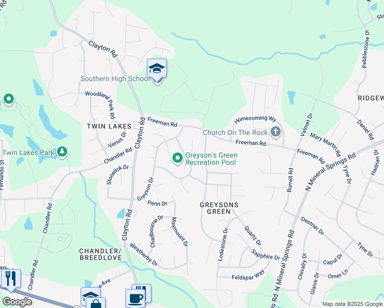 map of restaurants, bars, coffee shops, grocery stores, and more near 4 Wetherburn Place in Durham