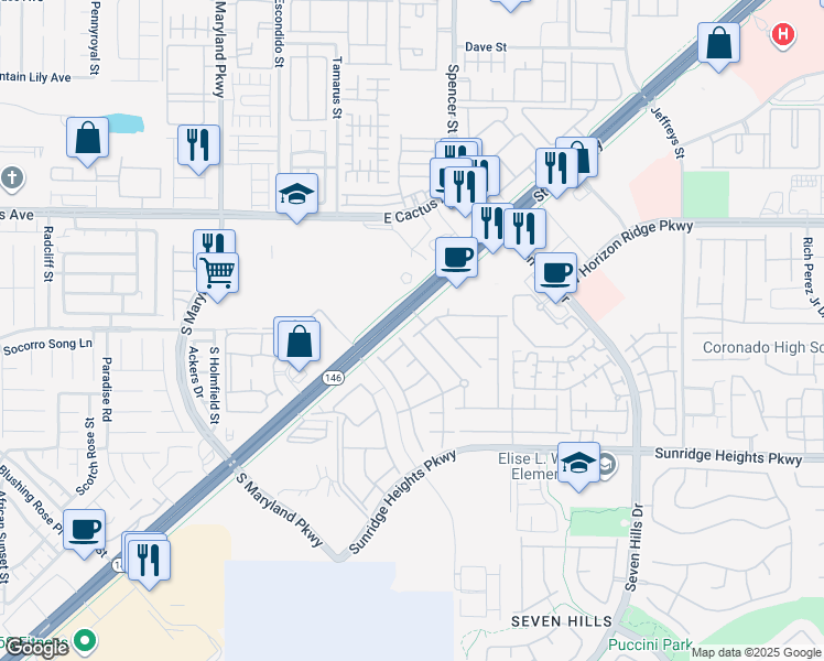map of restaurants, bars, coffee shops, grocery stores, and more near 3248 Rowan Brook Avenue in Henderson
