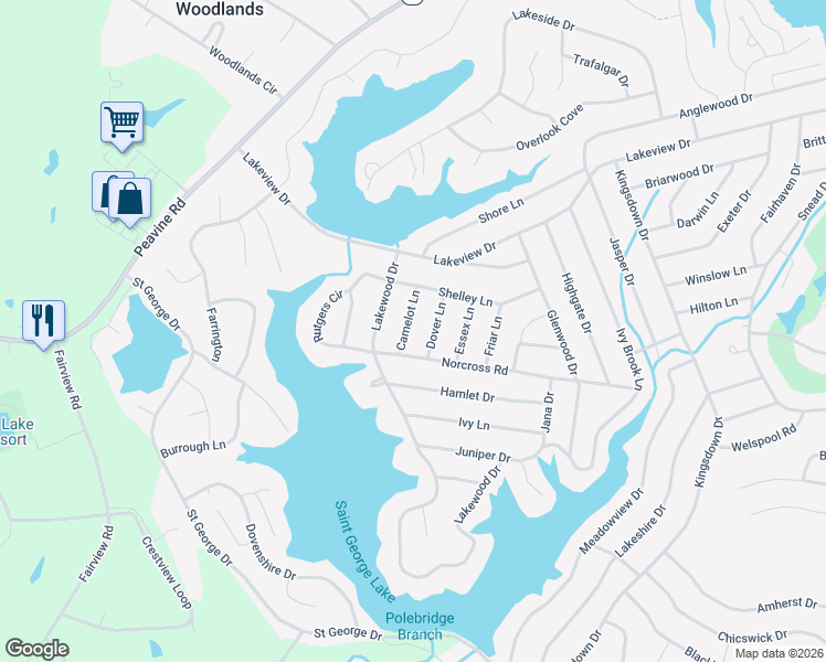 map of restaurants, bars, coffee shops, grocery stores, and more near 119 Camelot Ln in Crossville