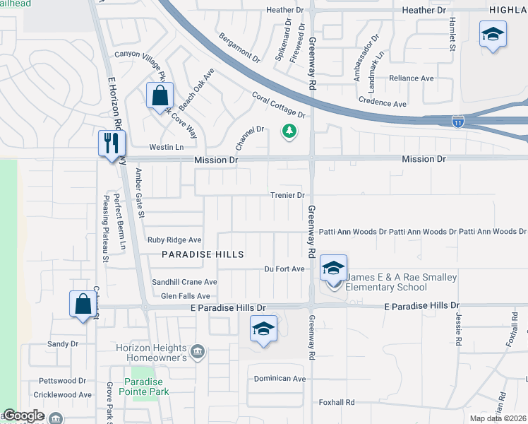 map of restaurants, bars, coffee shops, grocery stores, and more near 1034 Twin Berry Court in Henderson