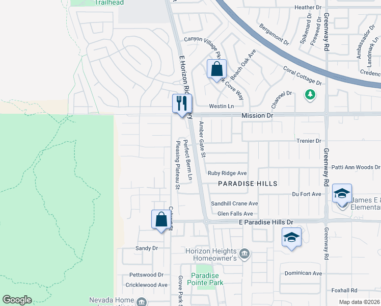 map of restaurants, bars, coffee shops, grocery stores, and more near 992 Perfect Berm Lane in Henderson
