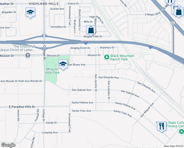 map of restaurants, bars, coffee shops, grocery stores, and more near 836 San Eduardo Avenue in Henderson