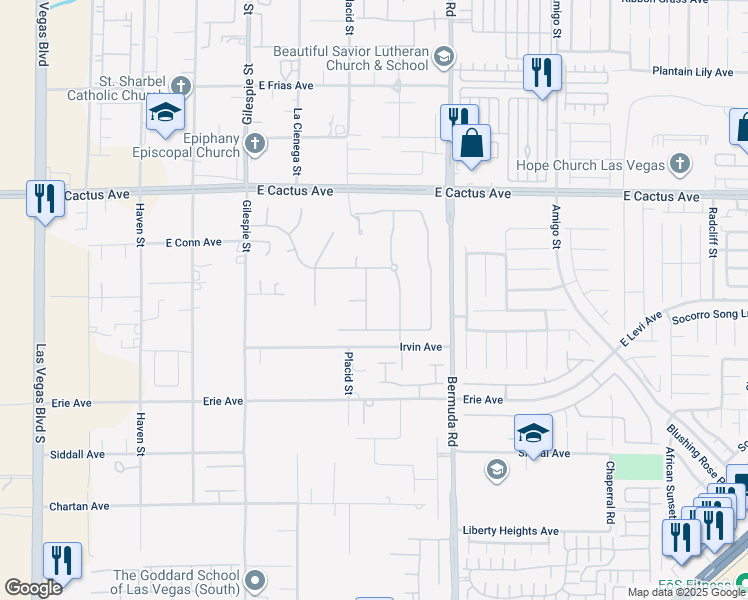 map of restaurants, bars, coffee shops, grocery stores, and more near 10728 Callington Way in Las Vegas