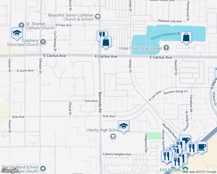map of restaurants, bars, coffee shops, grocery stores, and more near 10703 South Rabbit Ridge Court in Las Vegas