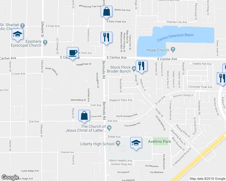 map of restaurants, bars, coffee shops, grocery stores, and more near 10703 South Rabbit Ridge Court in Las Vegas
