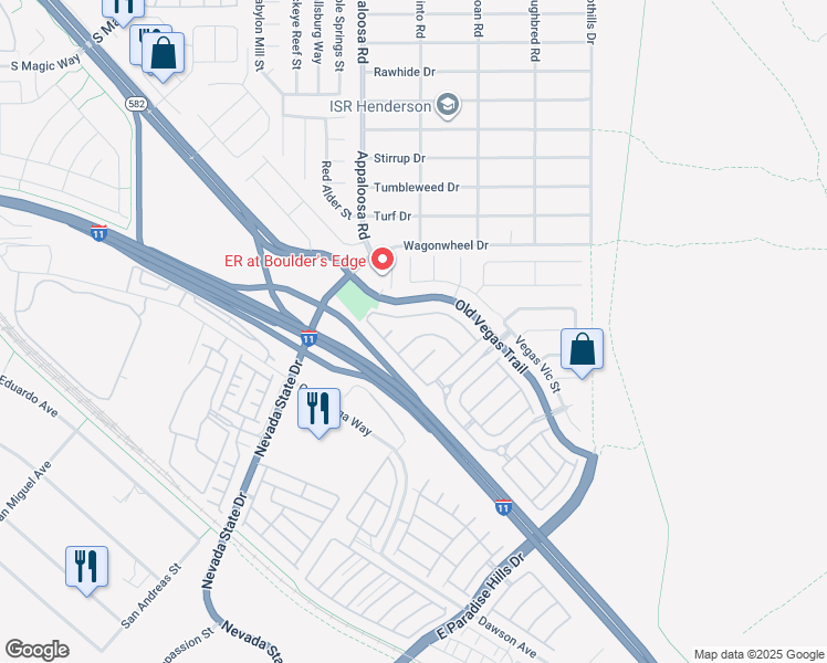 map of restaurants, bars, coffee shops, grocery stores, and more near 2438 Wrangler Walsh Lane in Henderson