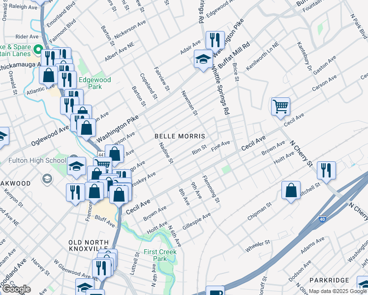 map of restaurants, bars, coffee shops, grocery stores, and more near 2001 Mc Croskey Avenue in Knoxville