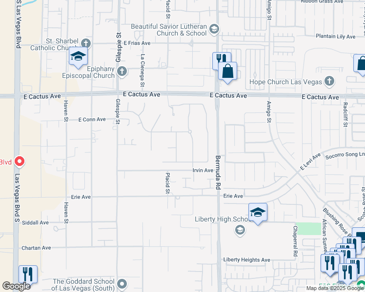 map of restaurants, bars, coffee shops, grocery stores, and more near 10728 Callington Way in Las Vegas