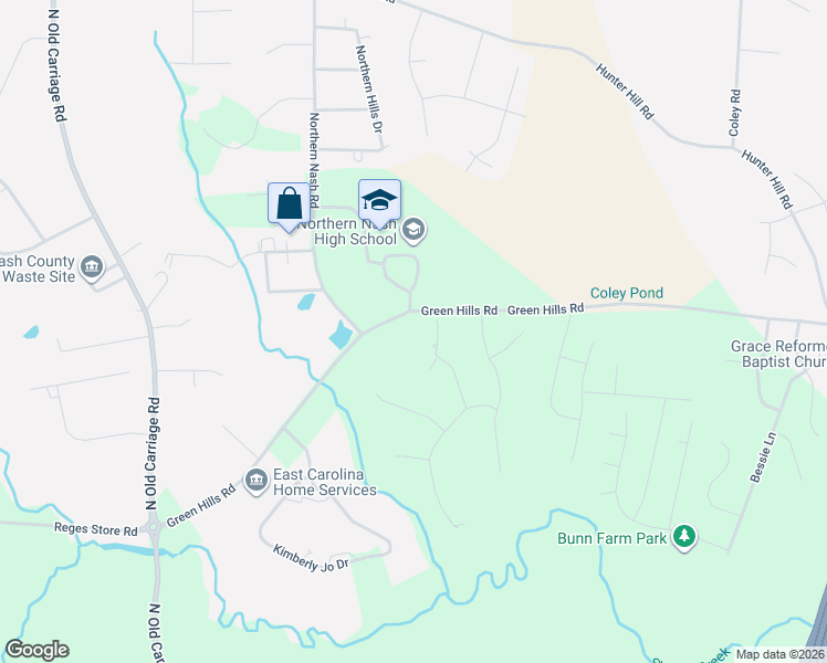 map of restaurants, bars, coffee shops, grocery stores, and more near 4088 Green Hills Rd in Rocky Mt