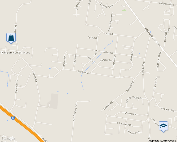 map of restaurants, bars, coffee shops, grocery stores, and more near 152 Vincent Lane in La Vergne