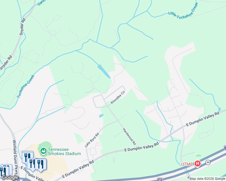 map of restaurants, bars, coffee shops, grocery stores, and more near 464 Klondike Circle in Kodak