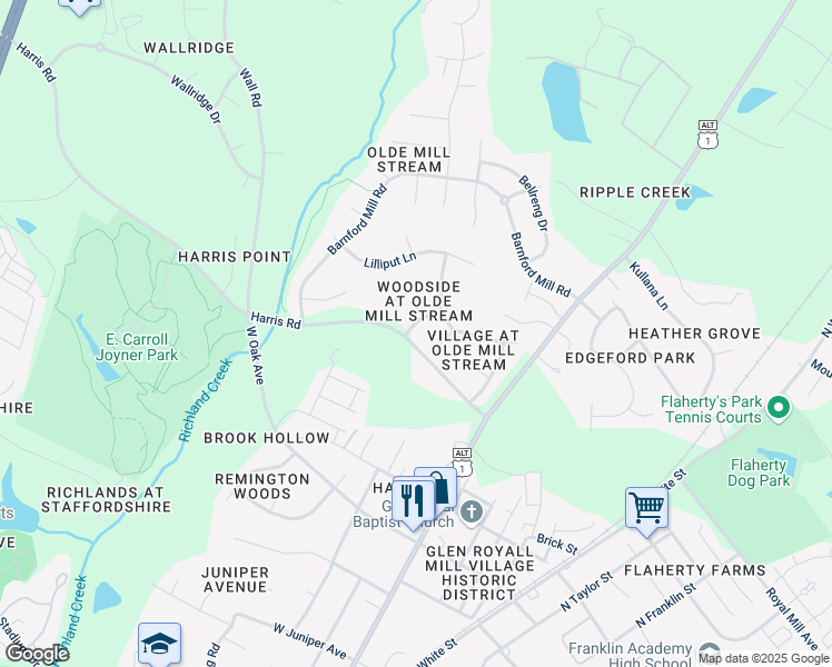 map of restaurants, bars, coffee shops, grocery stores, and more near 900 Shapinsay Avenue in Wake Forest