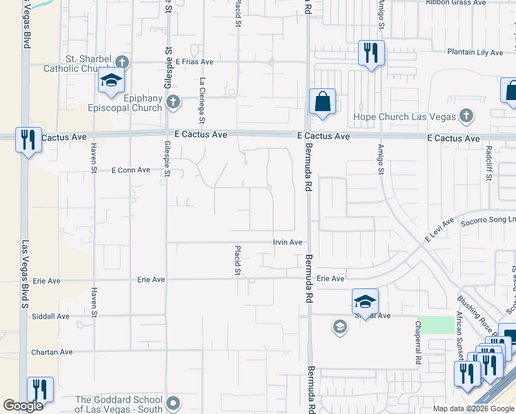 map of restaurants, bars, coffee shops, grocery stores, and more near 10728 Callington Way in Las Vegas