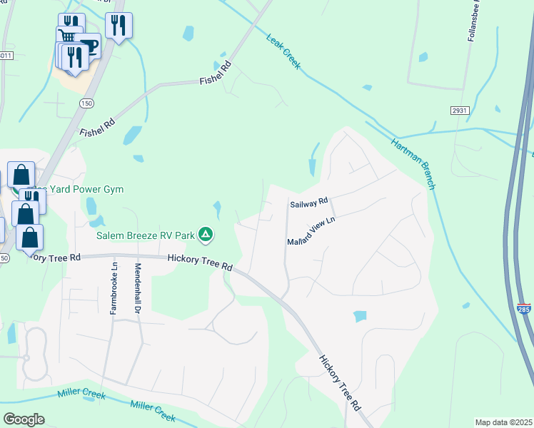 map of restaurants, bars, coffee shops, grocery stores, and more near 310 Essick Lane in Winston-Salem