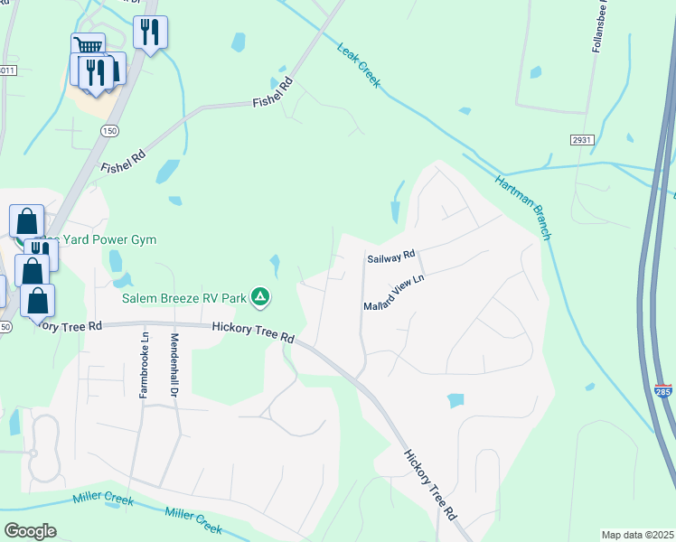 map of restaurants, bars, coffee shops, grocery stores, and more near 310 Essick Lane in Winston-Salem