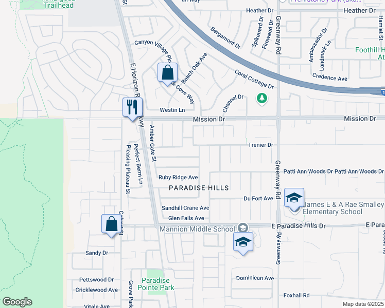 map of restaurants, bars, coffee shops, grocery stores, and more near 194 Emerald Mountain Avenue in Henderson