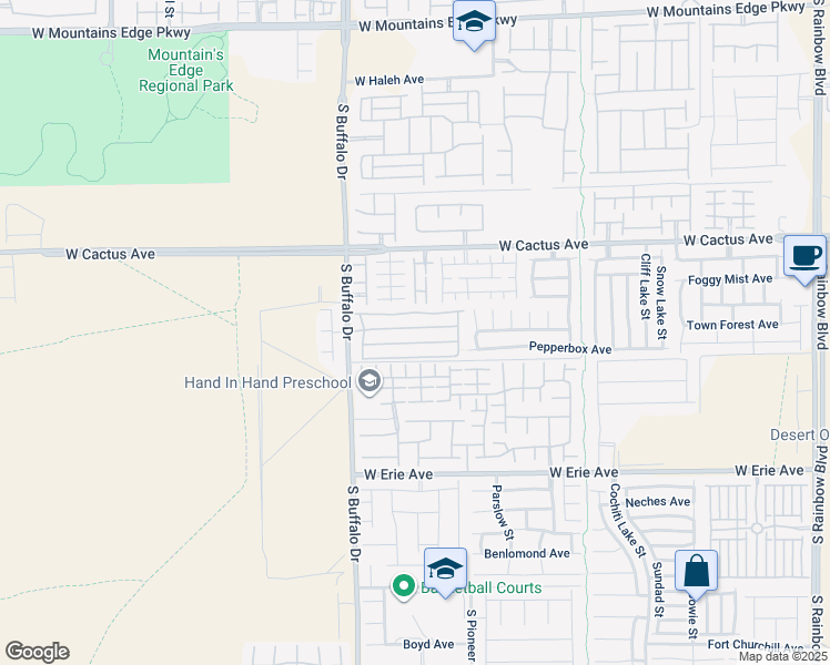 map of restaurants, bars, coffee shops, grocery stores, and more near 7677 Jasmine Falls Drive in Las Vegas