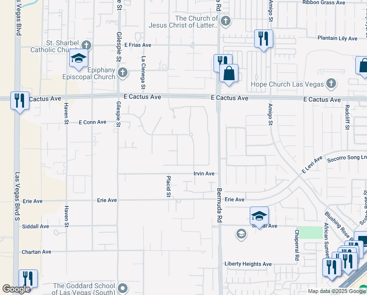map of restaurants, bars, coffee shops, grocery stores, and more near 10728 Callington Way in Las Vegas