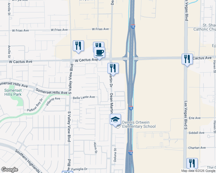 map of restaurants, bars, coffee shops, grocery stores, and more near 3196 Lake Como Avenue in Las Vegas