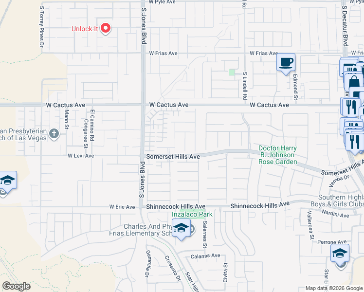 map of restaurants, bars, coffee shops, grocery stores, and more near 10688 Bonnyhill Street in Las Vegas