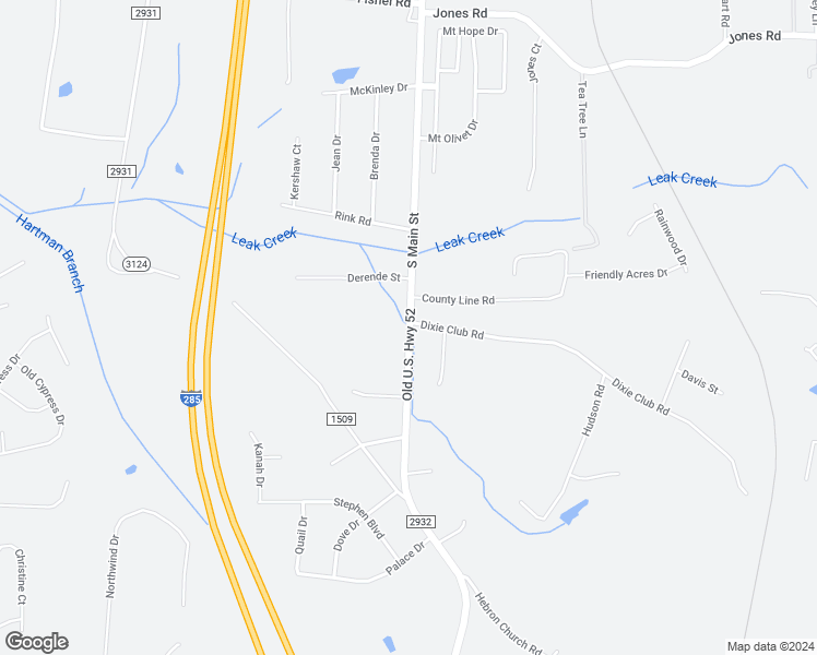 map of restaurants, bars, coffee shops, grocery stores, and more near 13087 Old U.S. Highway 52 in Winston-Salem