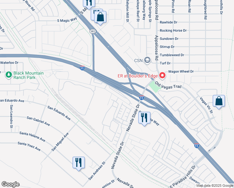 map of restaurants, bars, coffee shops, grocery stores, and more near 320 Conestoga Way in Henderson