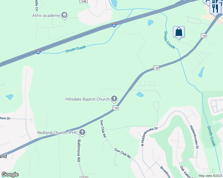 map of restaurants, bars, coffee shops, grocery stores, and more near 152 Shady Lane in Advance
