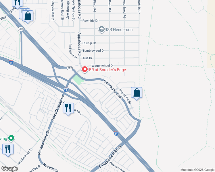 map of restaurants, bars, coffee shops, grocery stores, and more near 2460 Wrangler Walsh Lane in Henderson