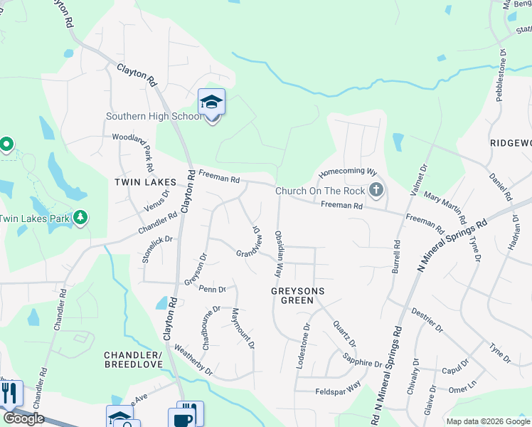 map of restaurants, bars, coffee shops, grocery stores, and more near 4 Wetherburn Place in Durham