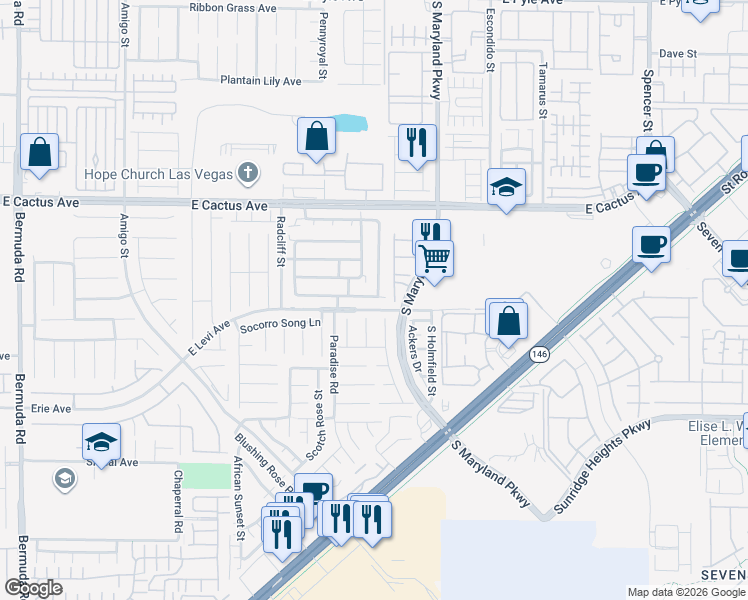 map of restaurants, bars, coffee shops, grocery stores, and more near 1069 Coronado Peak Avenue in Las Vegas