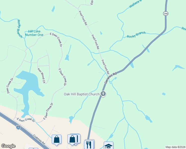 map of restaurants, bars, coffee shops, grocery stores, and more near 3129 Genesis Road in Crossville