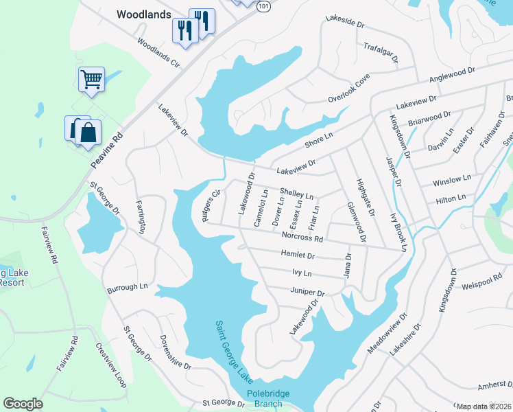 map of restaurants, bars, coffee shops, grocery stores, and more near 119 Camelot Lane in Crossville