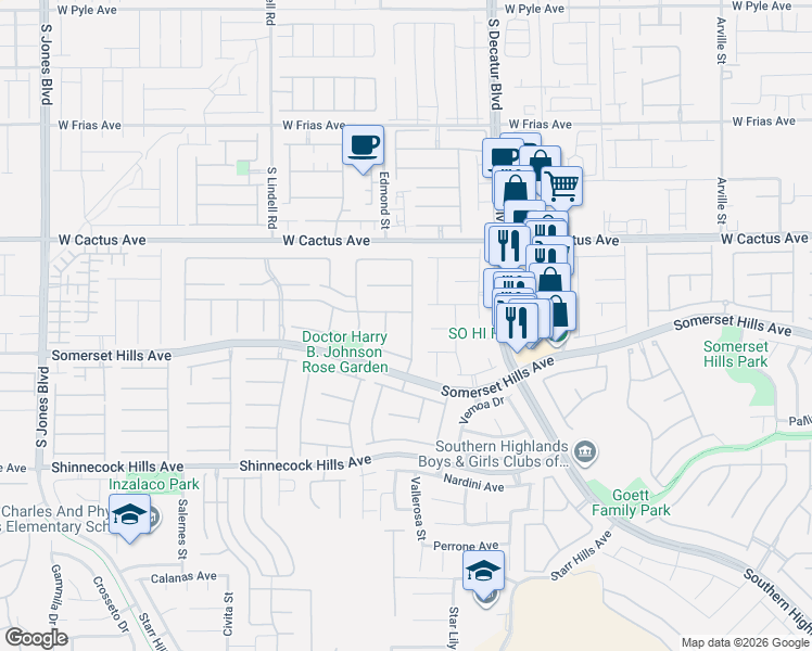 map of restaurants, bars, coffee shops, grocery stores, and more near 10641 San Sicily Street in Las Vegas