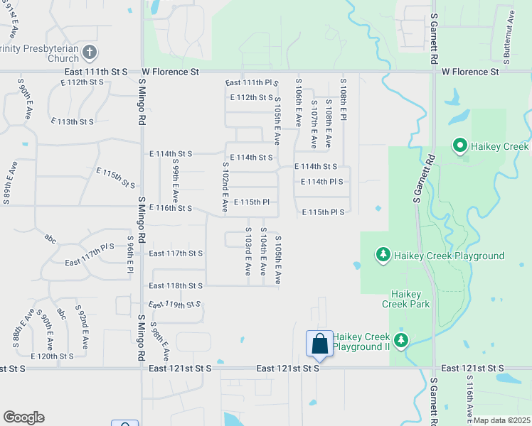 map of restaurants, bars, coffee shops, grocery stores, and more near 10401 East 116th Street South in Bixby