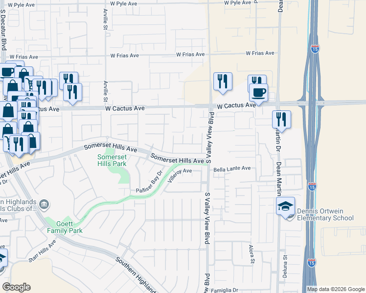 map of restaurants, bars, coffee shops, grocery stores, and more near 3977 Trapani Place in Las Vegas