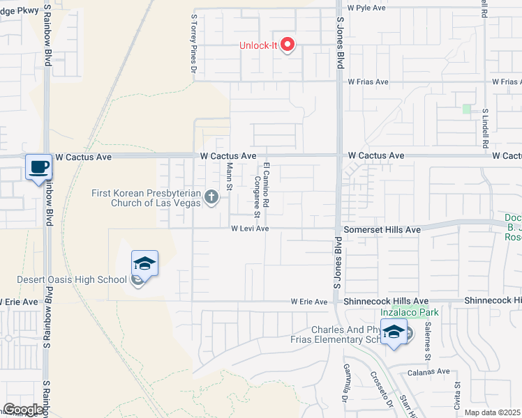 map of restaurants, bars, coffee shops, grocery stores, and more near 10650 Congaree Street in Las Vegas
