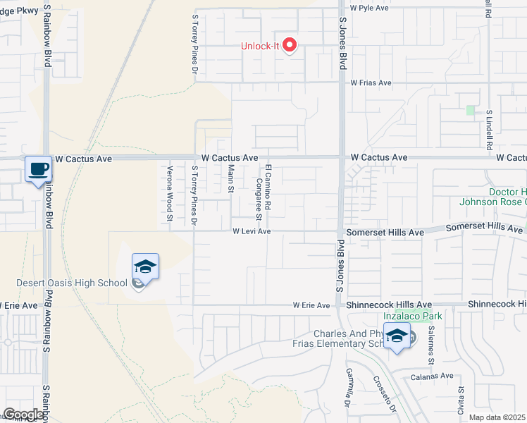 map of restaurants, bars, coffee shops, grocery stores, and more near 10650 Congaree Street in Las Vegas