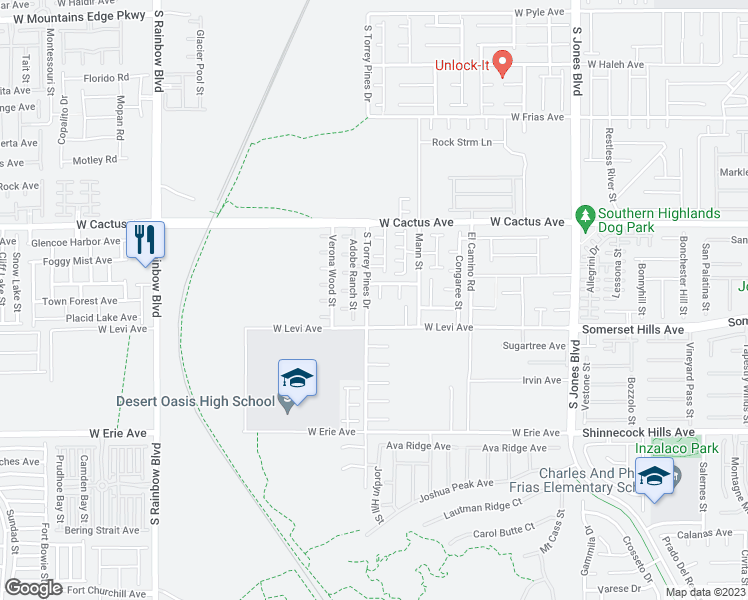 map of restaurants, bars, coffee shops, grocery stores, and more near 10645 Valley Edge Court in Las Vegas