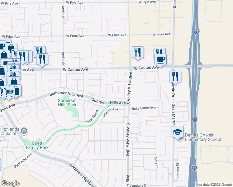 map of restaurants, bars, coffee shops, grocery stores, and more near 3941 Trapani Place in Las Vegas