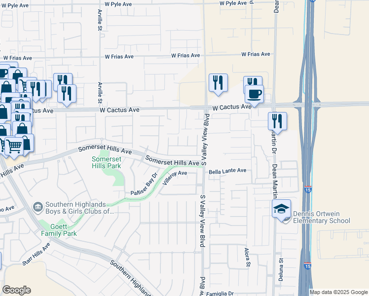 map of restaurants, bars, coffee shops, grocery stores, and more near 3941 Trapani Place in Las Vegas