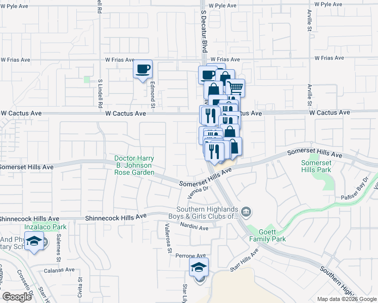 map of restaurants, bars, coffee shops, grocery stores, and more near 10620 Fable Street in Las Vegas