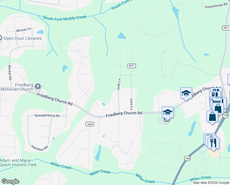 map of restaurants, bars, coffee shops, grocery stores, and more near 5752 Candlewood Drive in Winston-Salem